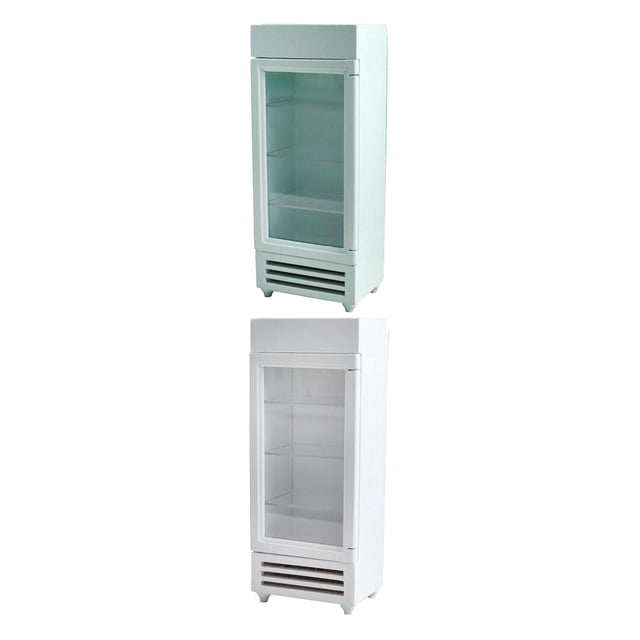 Mini nevera en miniatura para , 2 uds., modelo 1/12, accesorios de decoración, nevera de madera para comedor, sa de estar, niñas, y Verde Sunnimix Frigorífico casa de muñecas