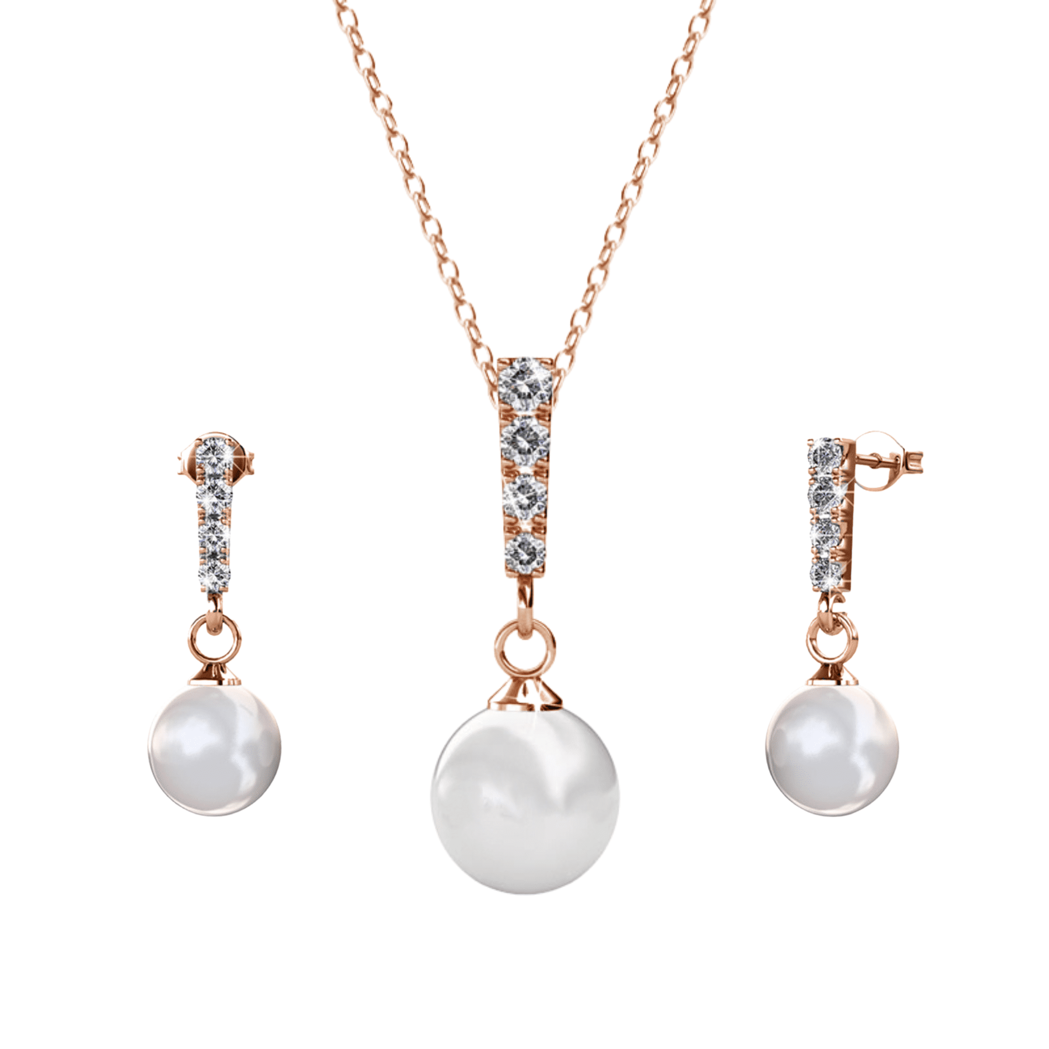 Cate & Chloe Gabrielle 18k Rose Gold Plated Shell Pearl Jewelry Set with Swarovski Crystals for Women