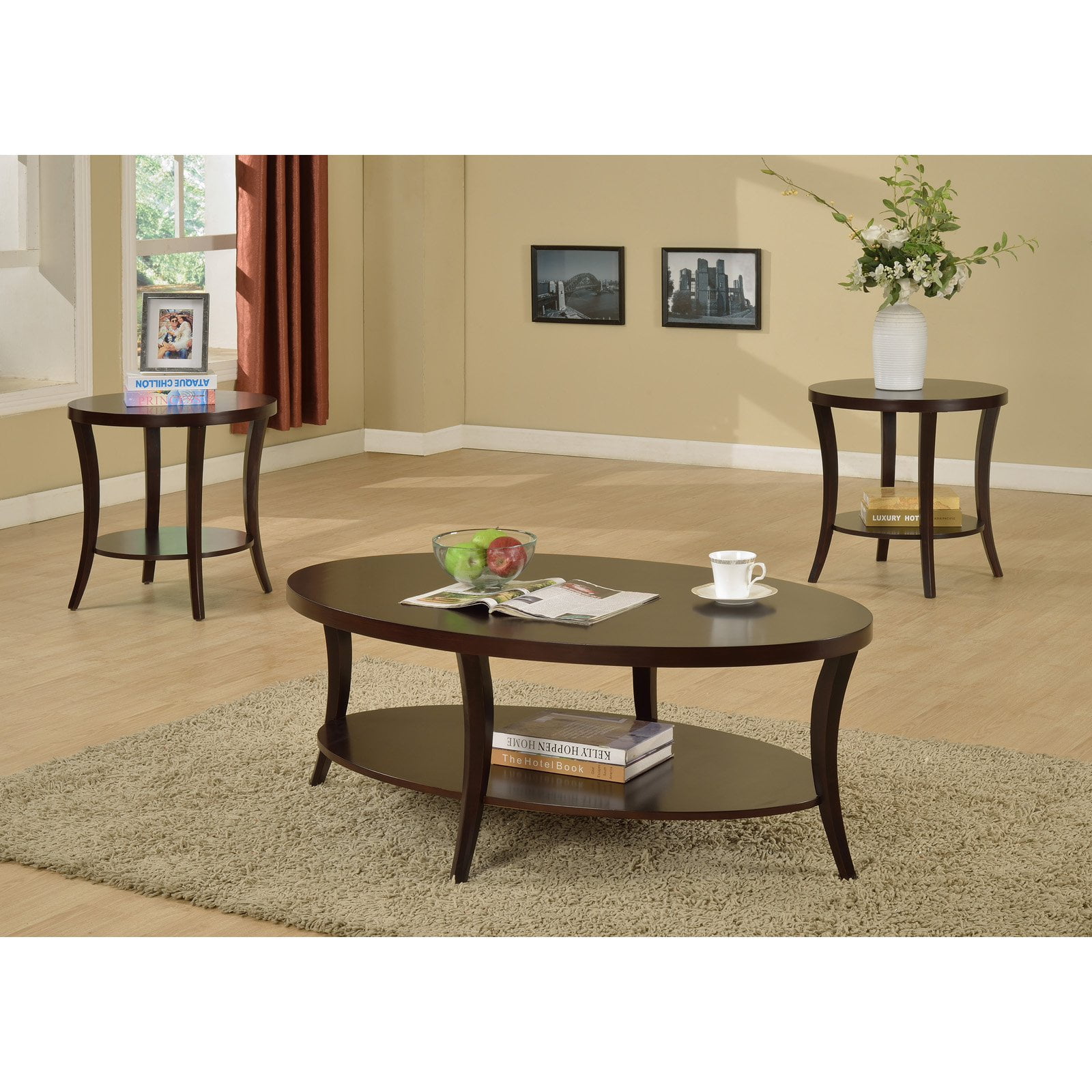 Roundhill Furniture Perth Contemporary Wood End Table in Espresso