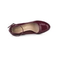 thumbnail image 4 of BLISSFUL STEP Women's Block Heel Pumps Platform Ankle Strap Round Toe Heel Burgundy 7, 4 of 7