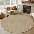 thumbnail image 3 of 6ft Washable Round Rug, Vintage Linen Non-Slip Circle Area Rug for Living Room Bedroom, Pastoral Brown Linen Texture Farmhouse Indoor Floor Mat for Home Decor, 3 of 9