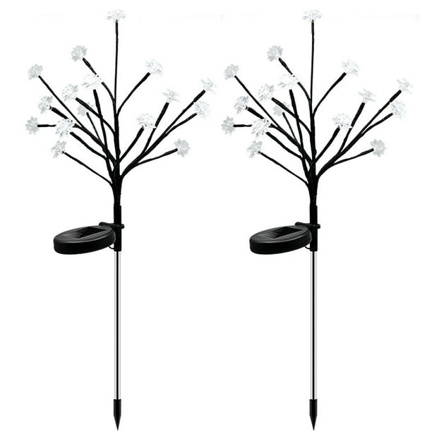 Juego de 2 luces solares para jardín exterior en forma de estrella - Ramas solares - Ramas de flores para entrada, patio, césped, patio trasero, decoraciones para fiestas navideñas
