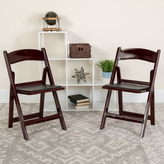 Emma Oliver Folding Chair - Red Mahogany Resin – 2 Pack 800LB Weight Capacity Event Chair