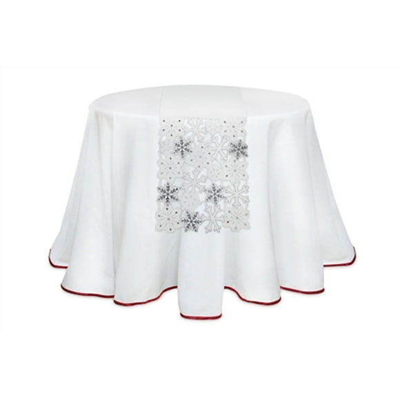 Melrose 13.5" Blanc et Argent Couleur Flocon de Neige Brodé Table de Course