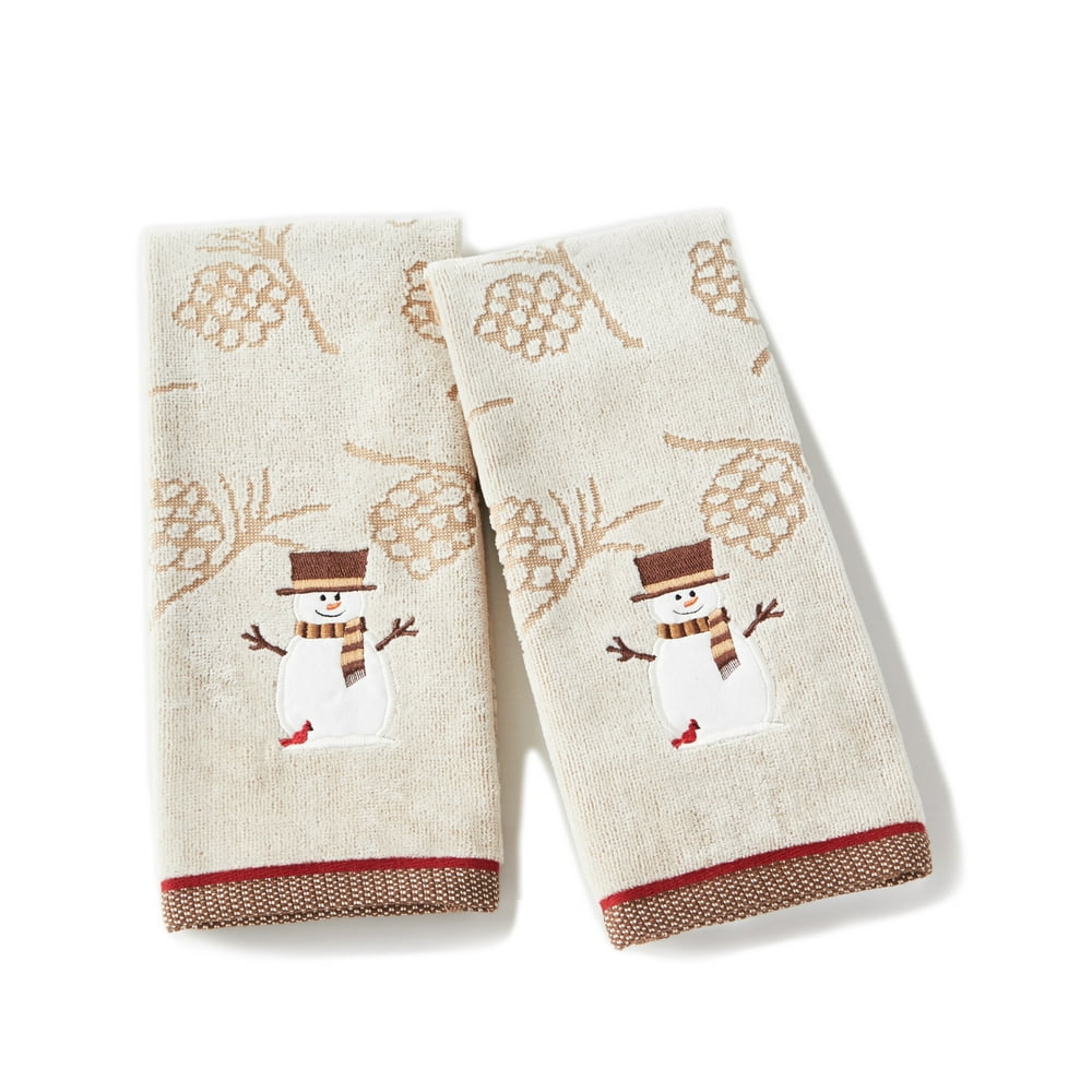 SKL Home Woodcut Snowman 2 Hand Towels
