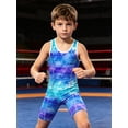 thumbnail image 5 of Hansber Boys Sleeveless Sports Gym Leotard Powerlifting Singlet Racerback Suspenders Shorts Jumpsuit Boxing Biketard Blue 14, 5 of 7