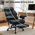 thumbnail image 4 of Hoffree Big and Tall Office Chair 500lbs, Reclining Ergonomic Desk Chair with Adjustable Lumbar Support, Arms and Headrest, Executive Leather High Back Computer Chair with Footrest for Home, Black, 4 of 10
