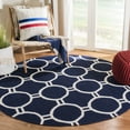 thumbnail image 2 of SAFAVIEH Dhurrie Sloane Geometric Circles Wool Runner Rug, Navy/Ivory, 2'6" x 8', 2 of 10