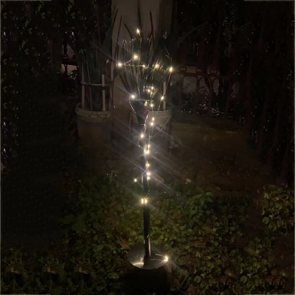 Halloween Witch Broomstick Pathway Lights Outdoor, Lighted Broomstick Lawn Markers with String Lights for Patio Walkway Yard, Spooky Garden Stake Decor for Halloween Party Display Use