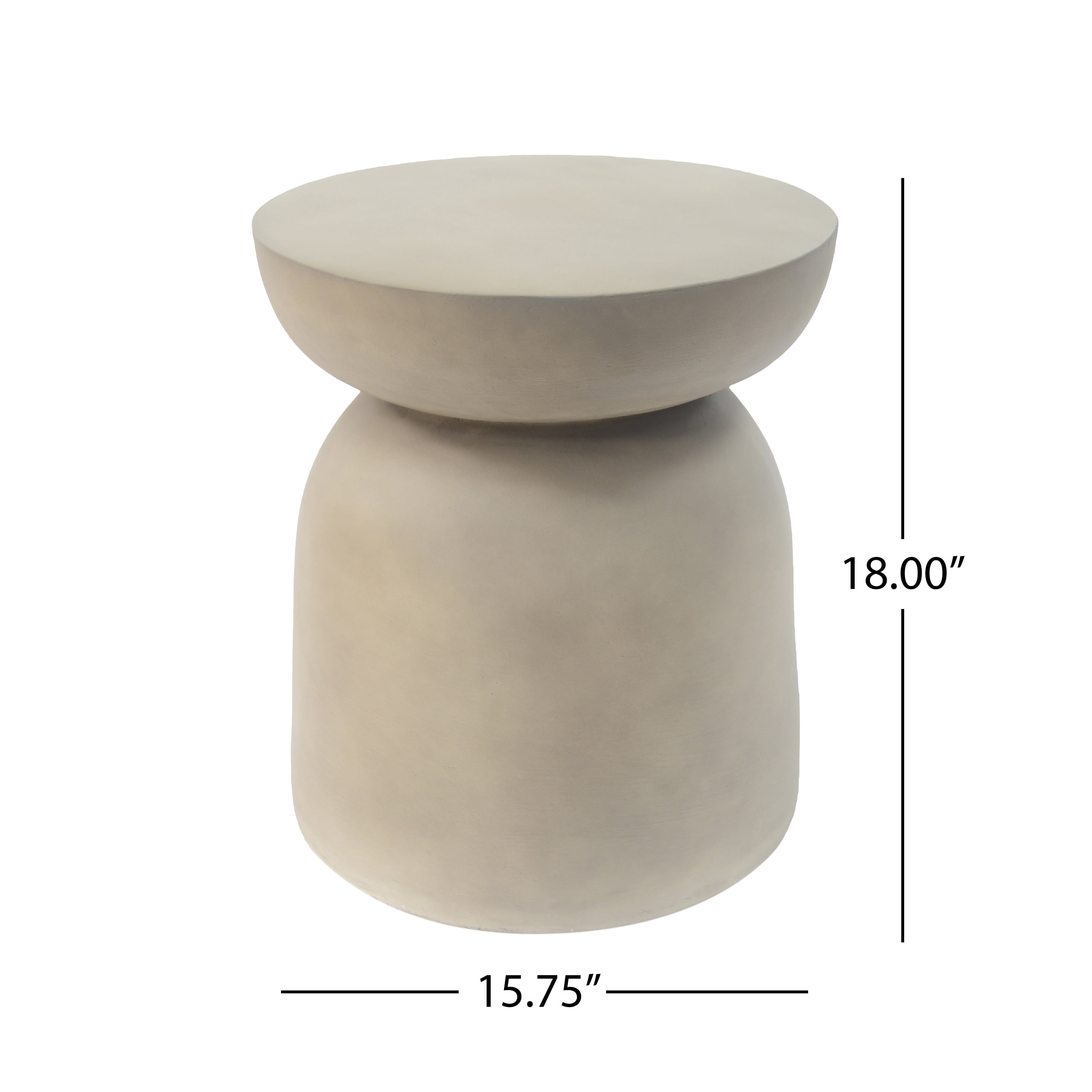 Euroco Outdoor LightWeight Concrete Side Table,Round Top MGO End Table for Patio,Garden, Living Room,Light Grey