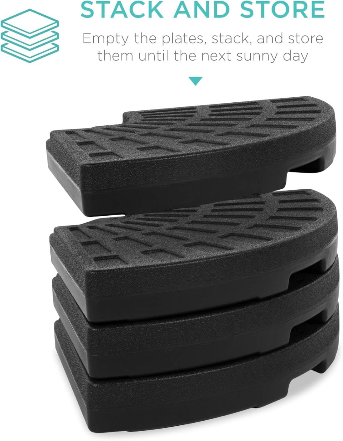 WJSP 4-Piece 158lb Capacity Cantilever Offset Patio Umbrella Circular Base Stand w/Carry Handles, Easy-Fill Spouts, Base Connector Hooks, UV Stability - Black