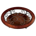thumbnail image 5 of Royard Oaktree Oval Coffee Table w/Glass Top & Shelf, Traditional Cocktail Table w/Metal Scroll Legs, 5 of 7