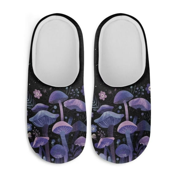 Chaqlin Purple Mushroom Women's Memory Foam Slippers Plush Fuzzy Soft Non Slip Indoor Outdoor House Shoes Comfortable Sole Lightweight Cozy Warm & Non Slip