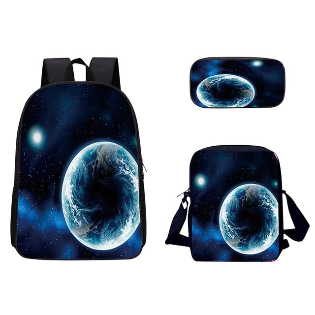 Bolso de escuela con patrón de cielo 3D, bolso multifuncional de viaje transpirable para exteriores, 3 piezas Wmkox8yii jkg5032
