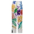thumbnail image 6 of Floral Watercolor Bouquet Winter Female Pants Flannel High Waist Women Pants Lady Warm Straight Leg Plush Trousers, 6 of 7