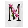 thumbnail image 3 of Ambesonne Letter M Tablecloth Rectangular Table Cover, M with Magnolia Floral, 52"x70", Pink Green Black, 3 of 4