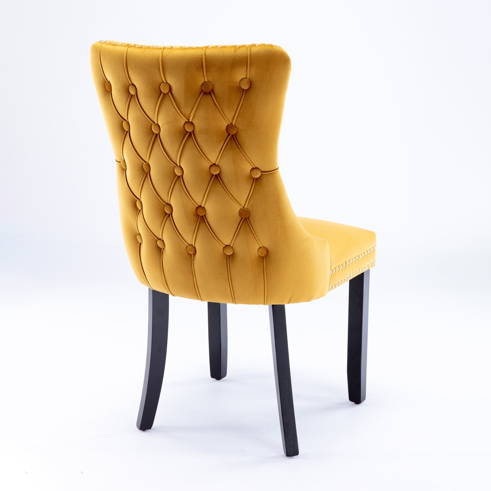 Resenkos Set of 2 Modern Dining Chairs Upholstered Accent Chair, Mid Century Armless Leisure Chair with Wood Legs, Yellow Resenkos Set of 2 Modern Dining Chairs Upholstered Accent Chair, Mid Century Armless Leisure Chair with Wood Legs, Yellow