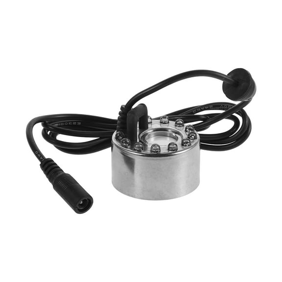 MLINS Mist Maker 12 Led Water Fountain Pond Fog Machine Atomizer Air Humidifier Indoor Mister for Halloween Silver