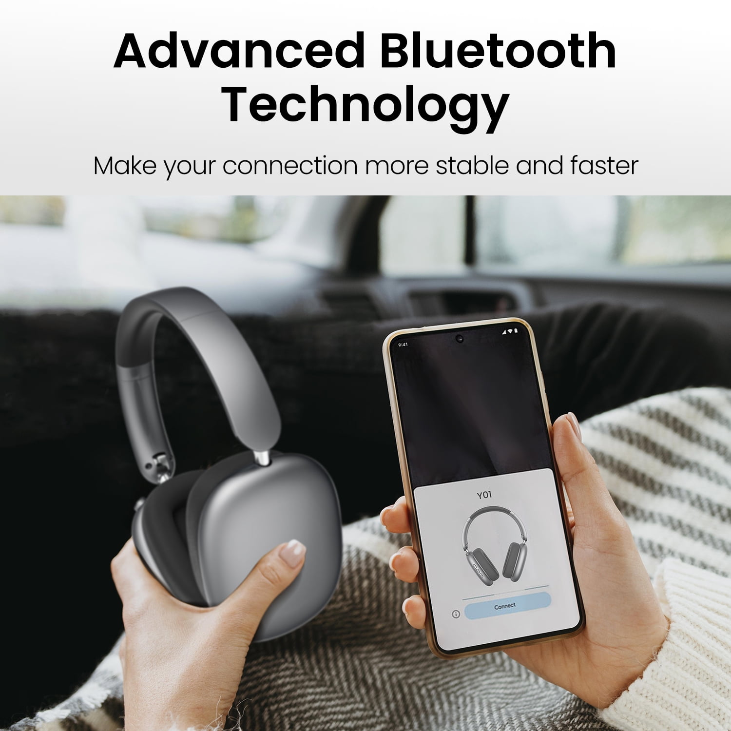 GASYESOY Y01 Bluetooth Headphones Wireless over Ear Noise Cancelling Headphones,36H Playtime Hi-Res Audio Foldable Lightweight for Travel, Home Office, Sport Gray
