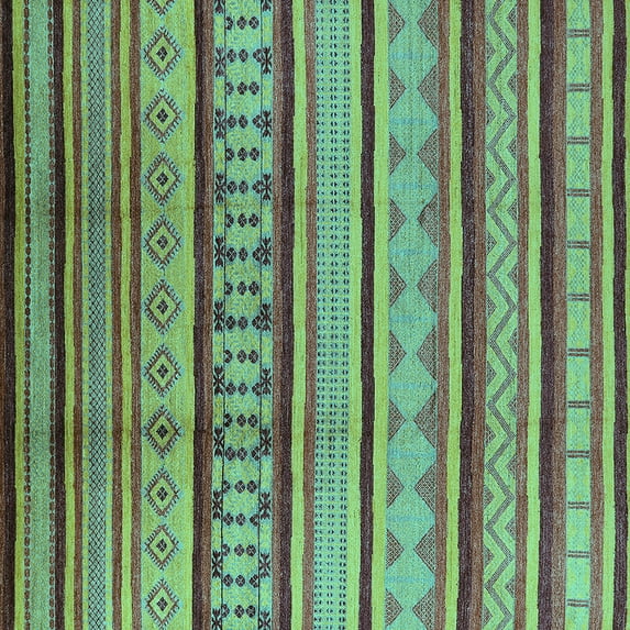 Ahgly Company Machine Washable Indoor Square Southwestern Turquoise Blue Country Area Rugs, 7' Square