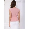 thumbnail image 3 of DARING DIVA Women's Cap Sleeve Twist Front Office Dressy Tops L Pink, 3 of 6