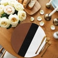 thumbnail image 2 of Brown Black White Boho Round 15 Inch Placemats Set of 2, Modern Striped Art HeatResistant Non Slip Place Mats for Dining Table, Wipeable Braided Kitchen Table Mats for Housewarming, 2 of 9