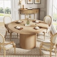 thumbnail image 4 of 47" Farmhouse Kitchen Table, Round Dining Table for 4 with Sturdy Fluted Metal Base, 4 of 7