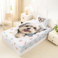 thumbnail image 4 of Homewish Cute Maltese Dog Twin Sheets,Kawaii Paw Print Bedding,White,3 Pieces,1 Fitted Sheet and 1 Pillowcase, 4 of 6