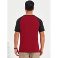 thumbnail image 3 of DARING DIVA Men's Henley Button Down Color Block Short Sleeve T-Shirt S Burgundy, 3 of 7