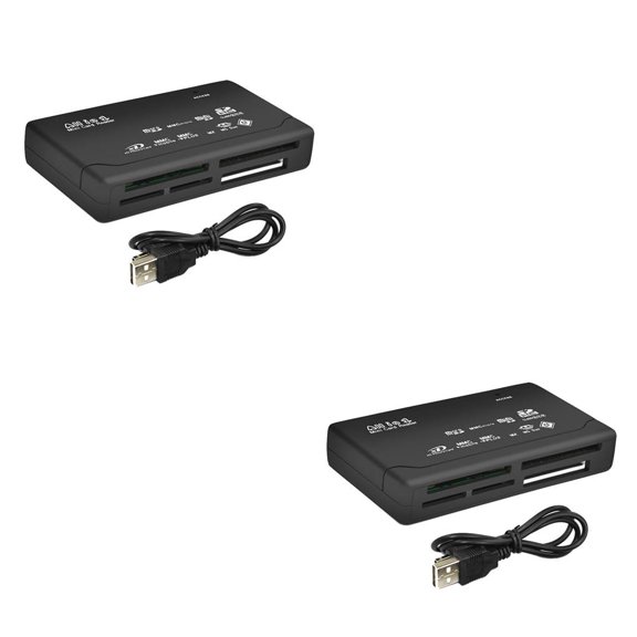 Seitruly Lector de tarjetas USB 2.0 Adaptador de lector de tarjetas TF CF Mini SDHC MMC MS Dispositivo de lectura Negro 2Conjunto