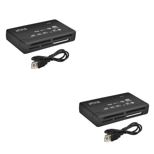 Seitruly Lector de tarjetas USB 2.0 Adaptador de lector de tarjetas TF CF Mini SDHC MMC MS Dispositivo de lectura Negro 2Conjunto