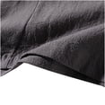 thumbnail image 4 of Camisas Elvqul Hombre Playa Gris Oscuro sin Estampado Manga Corta Algodón Lino Cuello Redondo, 4 of 6