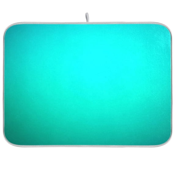 Iauyy Dish Drying Mat for Kitchen Counter, Super Absorbent & Hanging 16x18 / 18x24 Inch (S/M) Turquoise Gradient Background