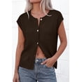 thumbnail image 3 of PRETTYGARDEN Womens Cap Short Sleeve Sweater Vest Spring Summer Lightweight Button Down Cardigans Trendy Loose Tops, 3 of 10