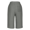 thumbnail image 4 of Dpytoraw Shorts For Women Knee Length Linen Wide Leg High Waisted Beach Summer Pants Casual Vacation Short Pant Women's Casual Pants With Pockets Grey M, 4 of 4