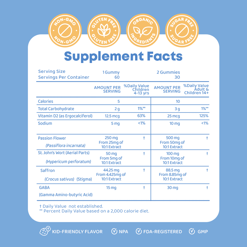 JoySpring Saffron Gummies for Kids Mood Supplement Support