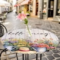 thumbnail image 3 of Colorful Floral Flower Elastic Fitted Round Table Cover Branch Leaves Plant Waterproof Outdoor Tablecloth for Holiday Party, Picnic, Patio & Dining Fits Tables Up to 36"-44", 3 of 8