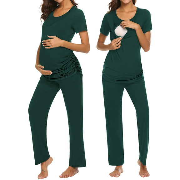 Avidlove Women Maternity Nursing Pajama Set Breastfeeding Sleepwear Short Sleeve Top and Long Pants Postpartum Pjs