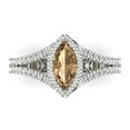 thumbnail image 2 of 1.2ct marquise cut champagne Zircon 18k white gold halo Bridal Wedding Engagement Promise Anniversary Ring for Women size 3.5, 2 of 7