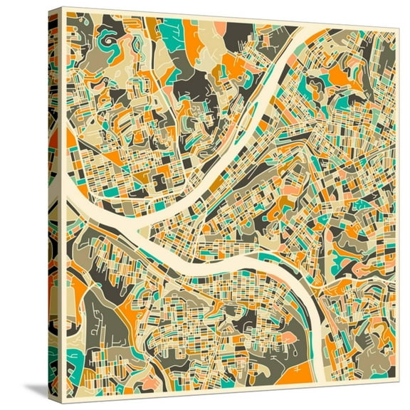 Art.com Pittsburgh Map Stretched Canvas Print Wall Art by Jazzberry Blue, 24" x 24"