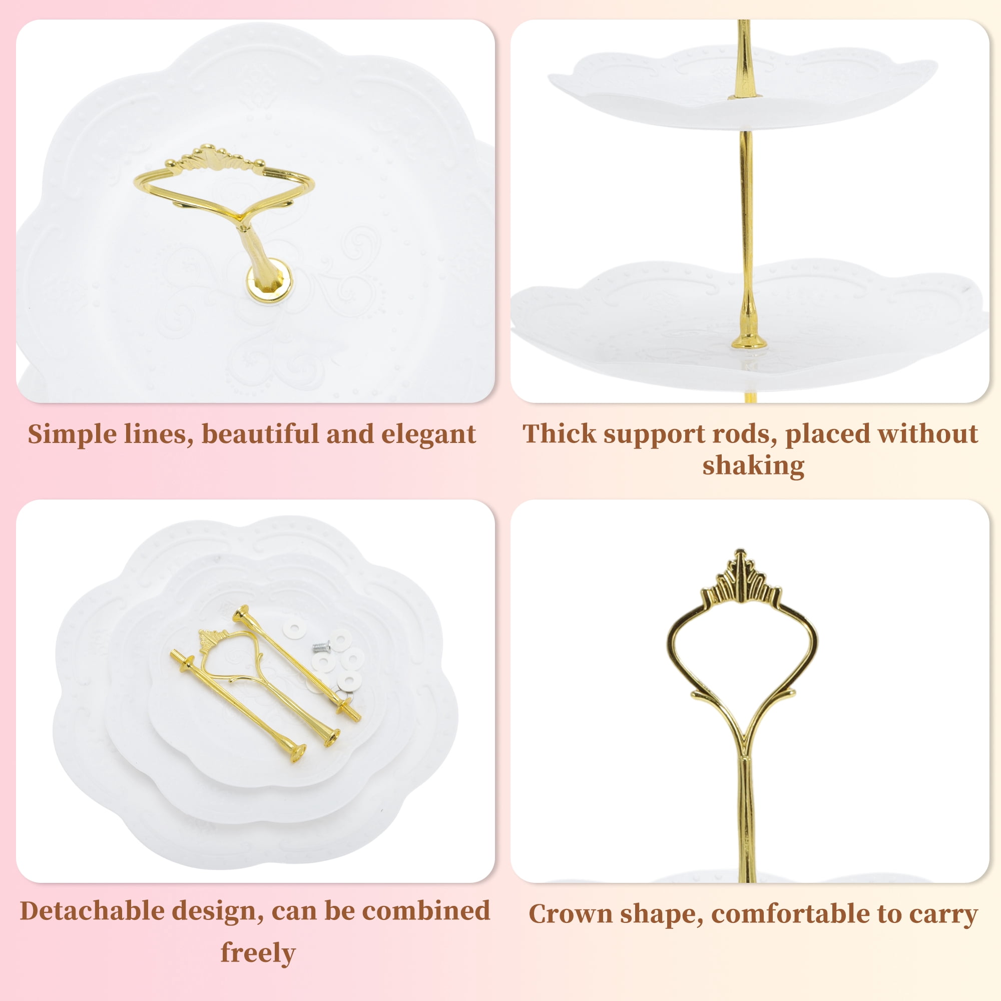 Unique Bargains 3 Tier Dessert Cupcake Stand Holder Round Cup Cake Tower1