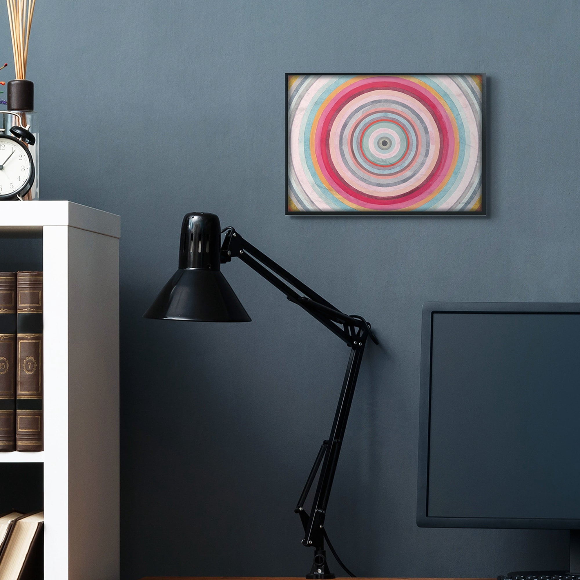 Stupell Industries Warm Tone Abstract Layered Shapes Circular Rings Black Framed, 16 x 20, Design by Danhui Nai