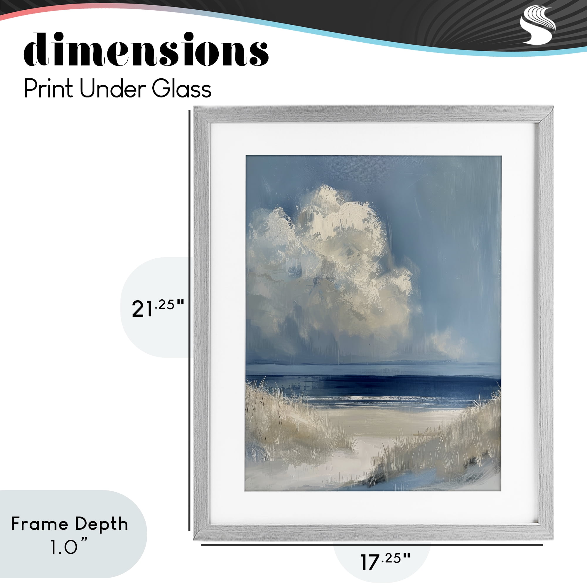 Stupell Industries Dark Waters Ahead Gray Framed Print Under Glass, design by Petal Prints Design