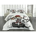 thumbnail image 3 of Ambesonne Teen Room Quilted Bedspread Set 3 Pcs, Cartoon Player, Queen Size, Grey Red White, 3 of 5