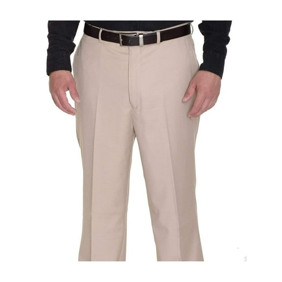 Raphael Solid Tan Classic Fit Flat Front Dress Pants
