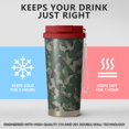thumbnail image 3 of 18oz Travel Coffee Mug with Strap, 316 Stainless Steel Vacuum Insulated Tumbler, 2-in-1 Straw Lid, Camouflage Print, 3 of 6