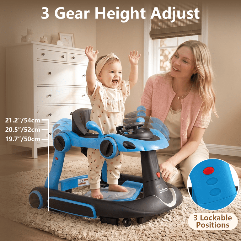 INFANS 6-in-1 Multi-Function Baby Walker, Blue photo 3