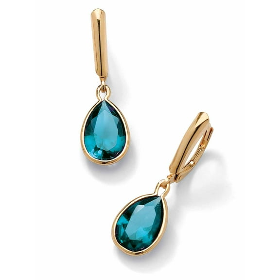 PalmBeach Jewelry Pear-Cut Simulated Birthstone Earrings in Gold-Plated or Sterling silver