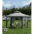thumbnail image 2 of Heavy Duty 13x13ft 6-Sided Pop-Up Gazebo Tent – Double Vented Roof, Mesh Windows, Mosquito Netting, Adjustable Height, Easy Setup, Portable Canopy for Backyard, Patio, Garden – Light Grey & Dark Grey, 2 of 7