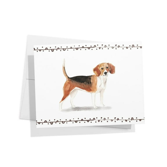 Beagle Greeting Cards - Watercolor Dog Cards Set of 12 with Envelopes